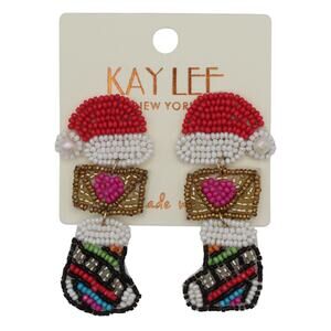 Kay Lee Christmas Stocking Seed Bead Earrings